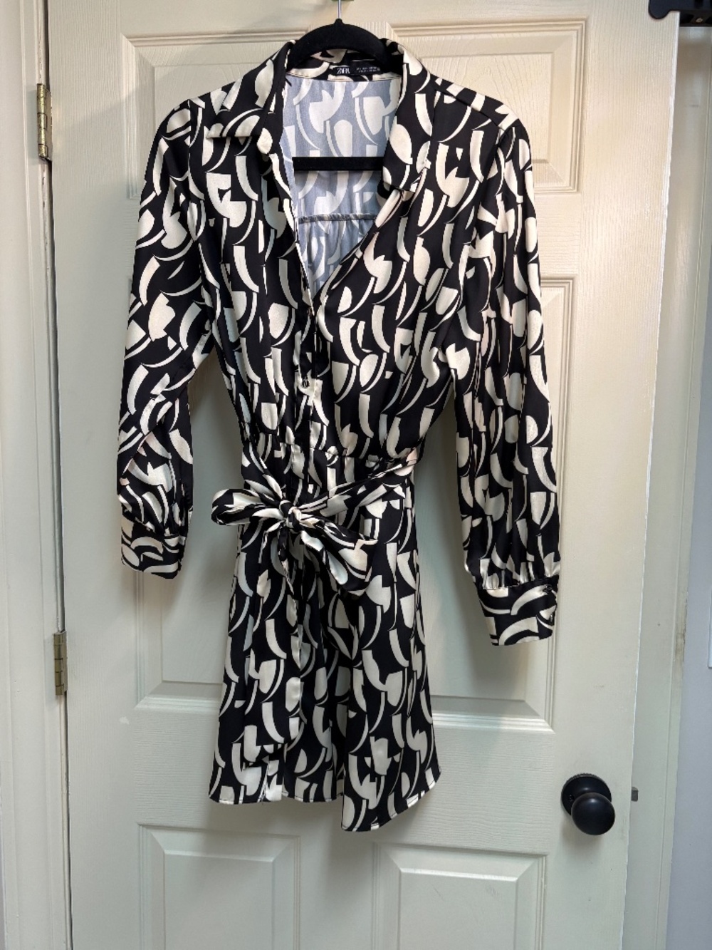 Zara black and cream shirt dress